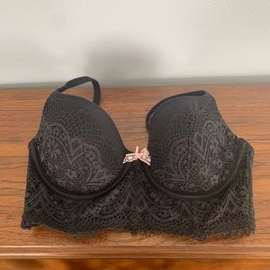 Black Longline Lace Demi-Bra